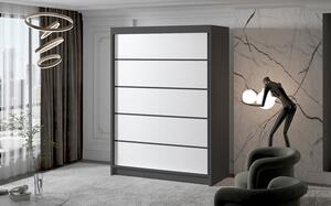 Nagy szekrény MILAN IV 150 cm Fekete / Fehér