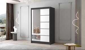 FADO III nagy ruhásszekrény 120 cm Fekete/Fehér