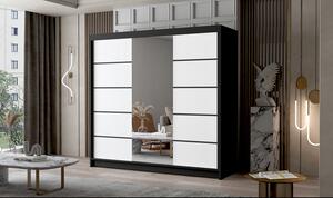 Nagy szekrény PALERMO VI 200 cm Fekete / Fehér