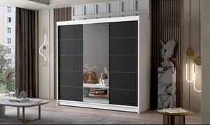 Nagy szekrény PALERMO VI 200 cm Fehér / Fekete
