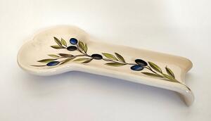 Violin olajbogyós fakanáltartó fekvő,25x12,5 x3cm, kerámia, kézzel festett