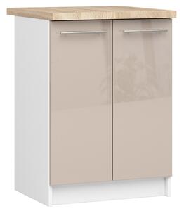 Alsó konyhaszekrény Ozara S60 2D (fehér + fényes cappuccino)