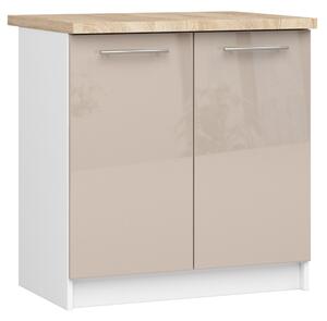 Alsó konyhaszekrény Ozara S80 2D (fehér + fényes cappuccino)