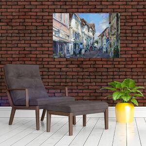 Kép - régi város sikátora, akril festmény (90x60 cm)