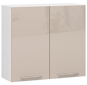 Felső konyhaszekrény Ozara W80 H720 (fehér + fényes cappuccino)