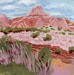 Illusztráció Pink mountain, Eleanor Baker, (40 x 40 cm)