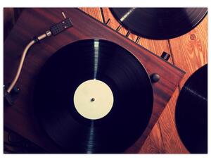 Gramofon lemezek képe (70x50 cm)