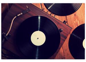 Gramofon lemezek képe (90x60 cm)