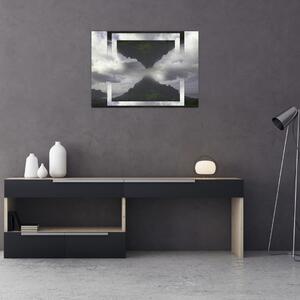 Kép - Hegyek Izlandon, geometrikus kollázs (70x50 cm)