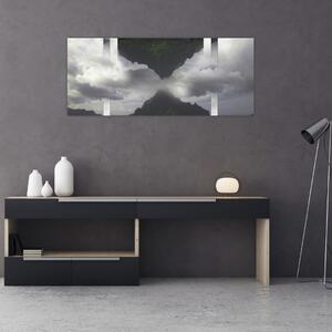 Kép - Hegyek Izlandon, geometrikus kollázs (120x50 cm)