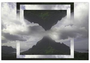 Kép - Hegyek Izlandon, geometrikus kollázs (90x60 cm)