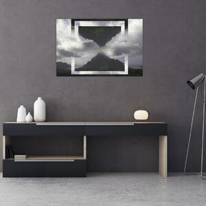 Kép - Hegyek Izlandon, geometrikus kollázs (90x60 cm)