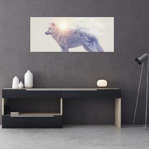 Kép - Vad tájakat tükröző sarkvidéki farkas (120x50 cm)