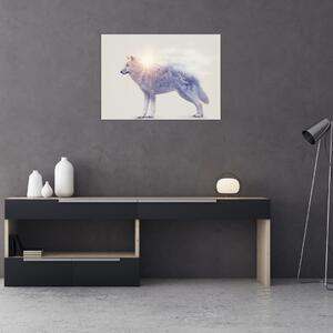 Kép - Vad tájakat tükröző sarkvidéki farkas (70x50 cm)