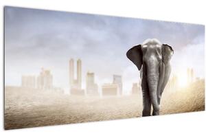Kép - Elefánt egy nagyvárosban (120x50 cm)
