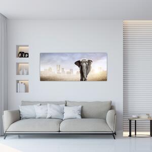 Kép - Elefánt egy nagyvárosban (120x50 cm)