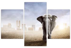 Kép - Elefánt egy nagyvárosban (90x60 cm)