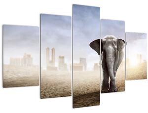 Kép - Elefánt egy nagyvárosban (150x105 cm)