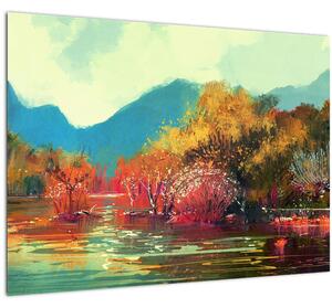 Kép - őszi színek (üvegen) (70x50 cm)