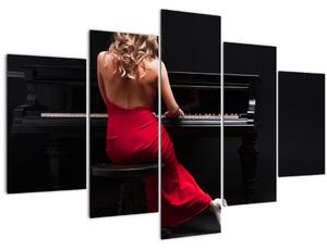 Egy zongorán játszó nő képe (150x105 cm)