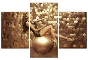 Egy nő képe egy arany szobában (90x60 cm)