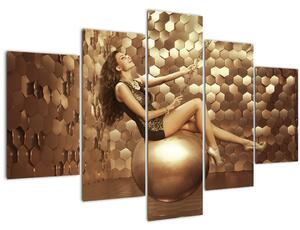 Egy nő képe egy arany szobában (150x105 cm)