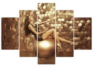 Egy nő képe egy arany szobában (150x105 cm)