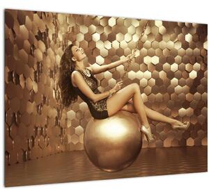 Egy nő képe egy arany szobában (üvegen) (70x50 cm)