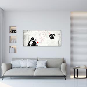 Kép - Telefon rajza Banksy stílusában (120x50 cm)