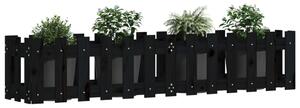 VidaXL fekete tömör fenyőfa kerti magaságyás kerítéssel 150x30x30 cm
