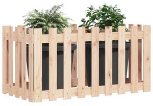 VidaXL tömör fenyőfa kerti magaságyás kerítéssel 100x50x70 cm