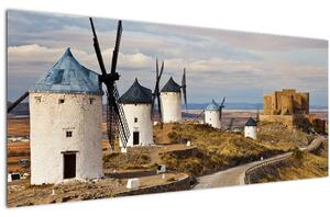 Kép - Consuegra szélmalmai, Spanyolország (120x50 cm)