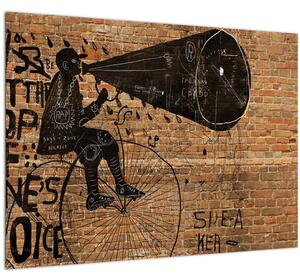 Kép - Férfi kerékpáron Banksy stílusában (70x50 cm)