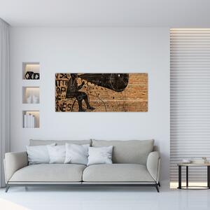 Kép - Férfi kerékpáron Banksy stílusában (120x50 cm)
