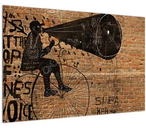 Kép - Férfi kerékpáron Banksy stílusában (90x60 cm)