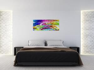 Kép - Téglafal színes lángokkal (120x50 cm)