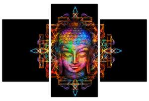 Kép - Buddha mellszobra neon színekben (90x60 cm)