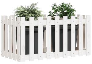 VidaXL fehér tömör fenyőfa kerti magaságyás kerítéssel 100x50x70 cm
