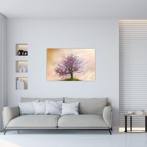 Virágzó fa képe egy domb tetején (90x60 cm)