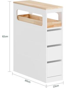 Sobuy fehér mobil tárolószekrény három fiókkal–65×23×82 cm