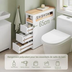 Sobuy fehér mobil tárolószekrény három fiókkal–65×23×82 cm