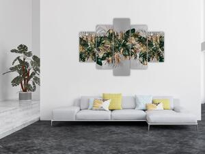 Kép - Gold-green, trópusi levelek (150x105 cm)
