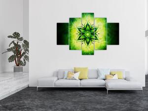 Kép - Virág mandala zöld háttérrel (150x105 cm)