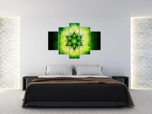 Kép - Virág mandala zöld háttérrel (150x105 cm)