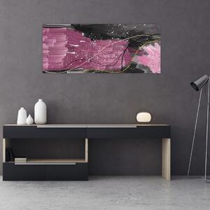 Kép - Rózsaszín-fekete absztrakció (120x50 cm)