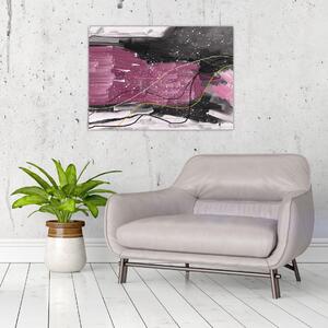 Kép - Rózsaszín-fekete absztrakció (70x50 cm)