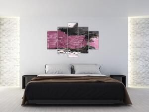 Kép - Rózsaszín-fekete absztrakció (150x105 cm)
