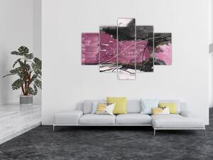 Kép - Rózsaszín-fekete absztrakció (150x105 cm)