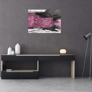 Kép - Rózsaszín-fekete absztrakció (70x50 cm)