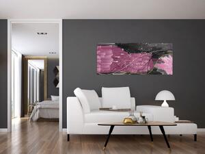Kép - Rózsaszín-fekete absztrakció (120x50 cm)